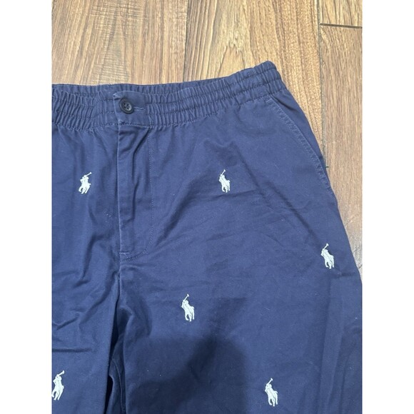 polo ralph lauren all over print pony logo boys shorts blue size 18 - Picture 2 of 4
